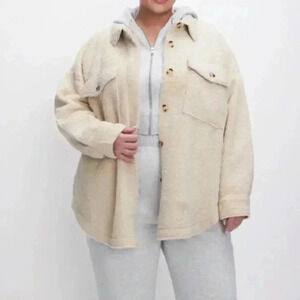 Good American Cream Sherpa Teddy Bear Shacket Jacket Size 2X/3X GA Size 5/6